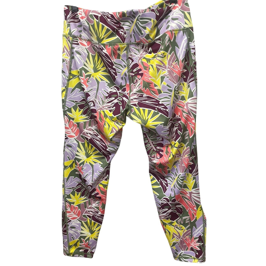 Pro Player Womens Large Floral Leaves PolySpandex Blend Athletic Ankle Leggings