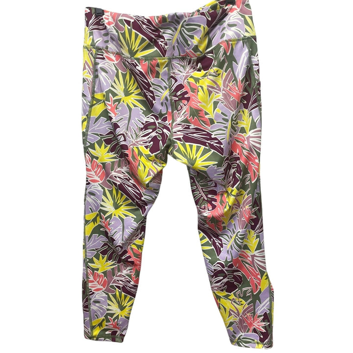Pro Player Womens Large Floral Leaves PolySpandex Blend Athletic Ankle Leggings