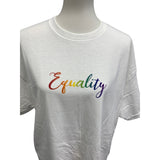 Hand Printed Unisex 3XL Equality Rainbow Pride Cotton Crew Neck Short Sleeve Tee