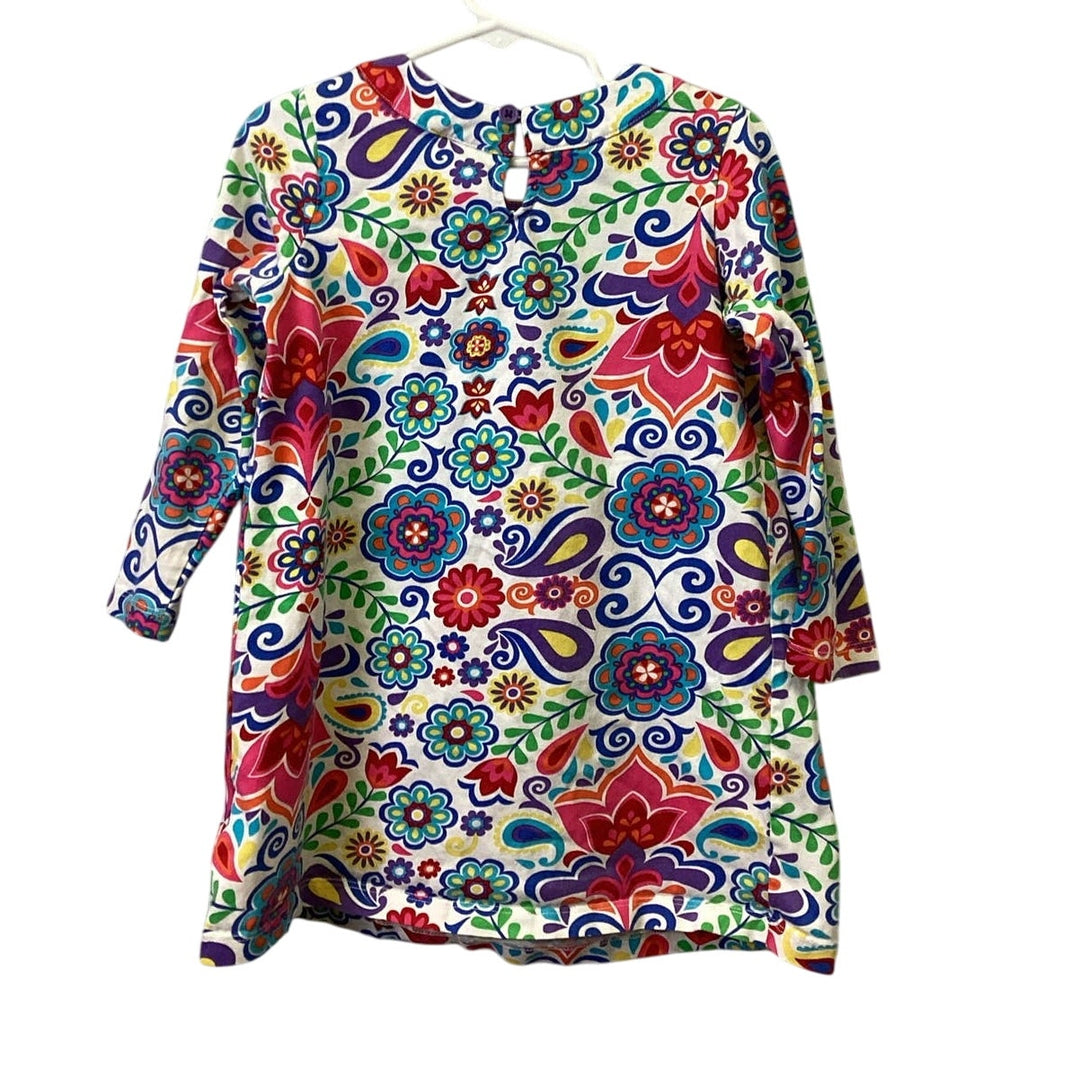 Hanna Andersson Girls Size 4 (100) Long Sleeve Floral 100% Cotton Dress