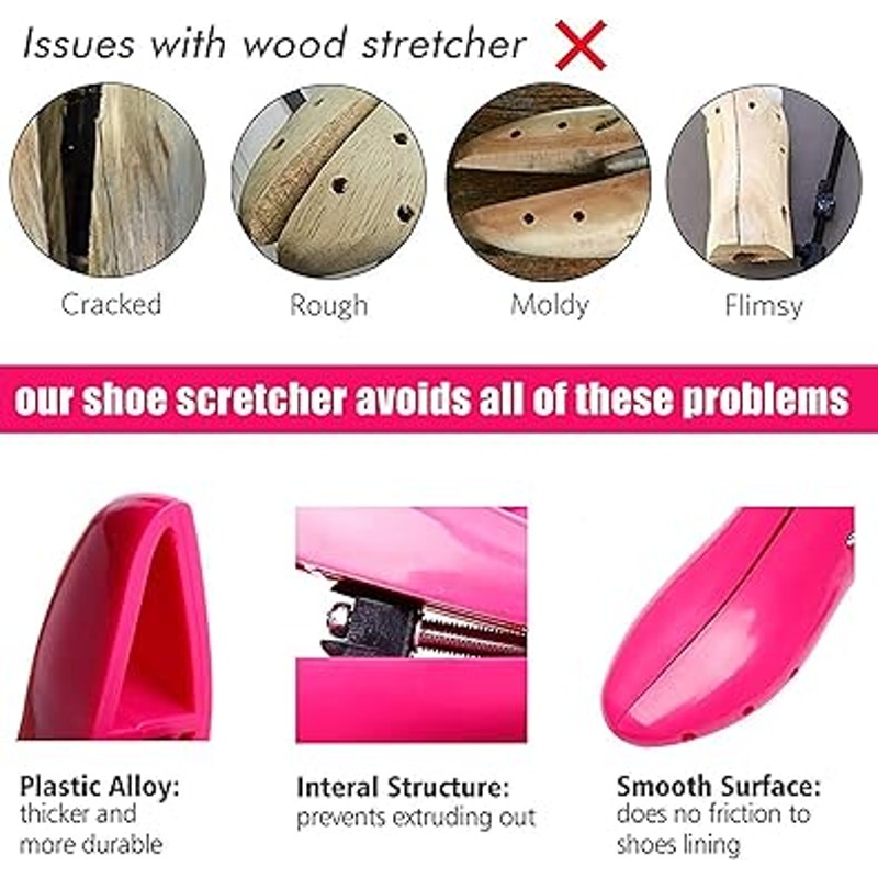 New Cherainti Adjustable Pink Wide Long Feet Shoe Tree Stretcher Kit w Bag