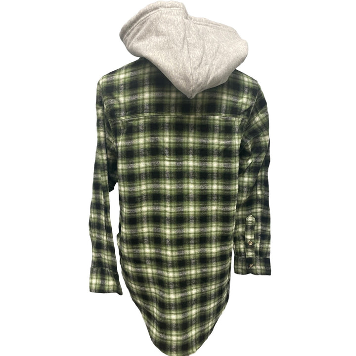 New Time and Tru Womens Small Long Sleeve Plaid Flannel Cotton Blend Hoodie