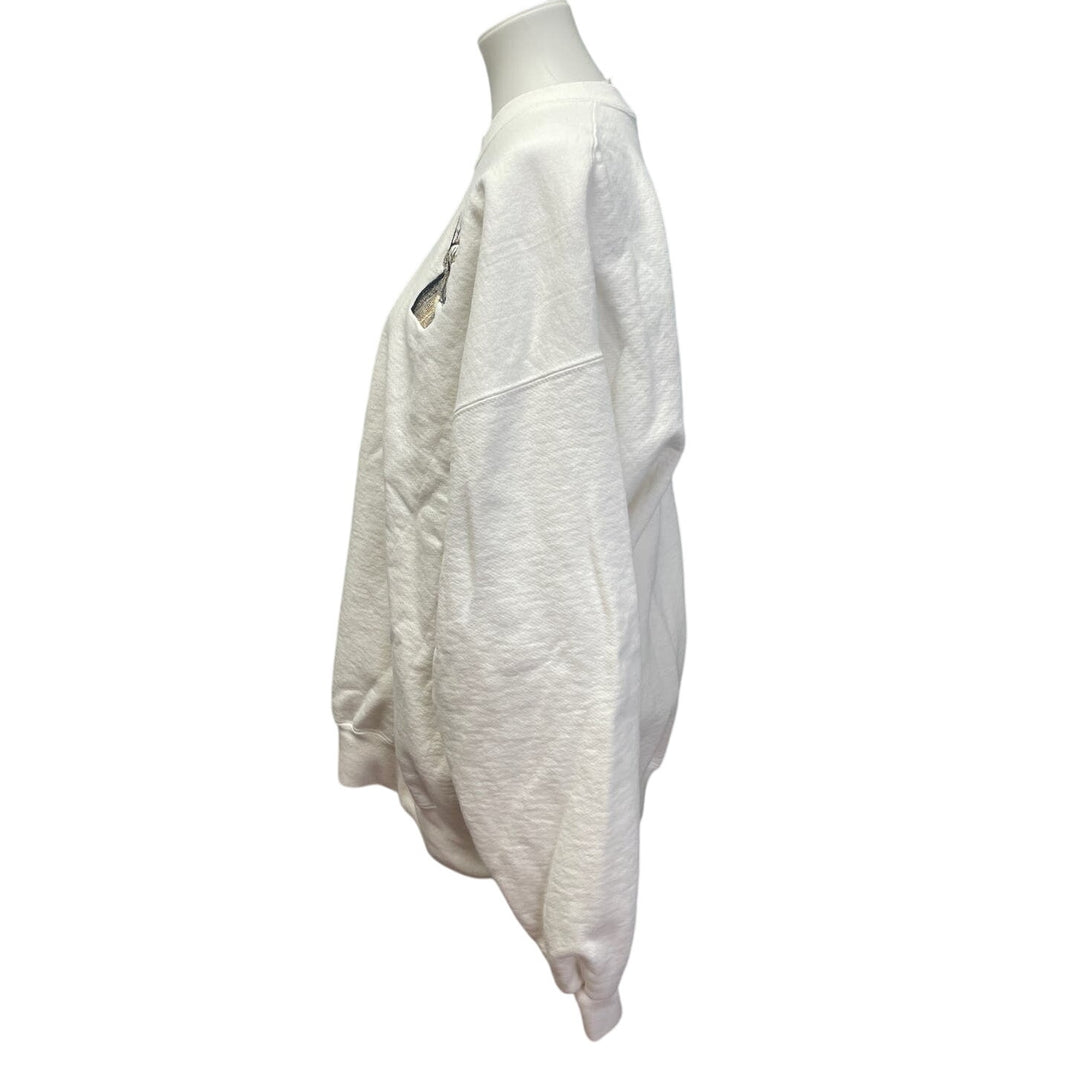 Mens 2X Heavy Duty Long Sleeve Cotton Blend Embroidered Deer Warm Sweatshirt