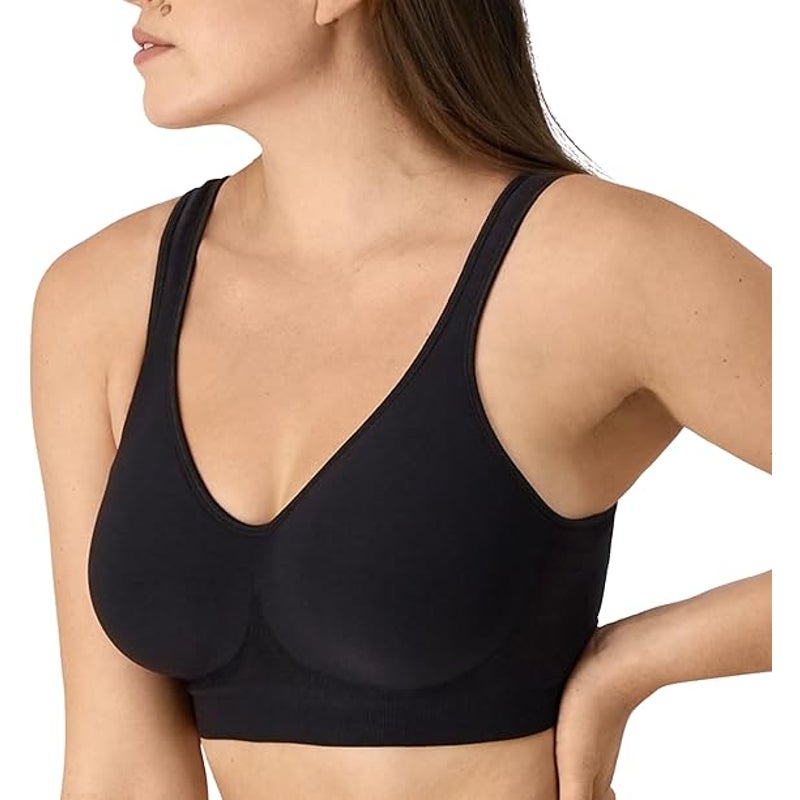 New Bali Womens Medium Black Comfort Revolution Seamless Wireless T-Shirt Bra