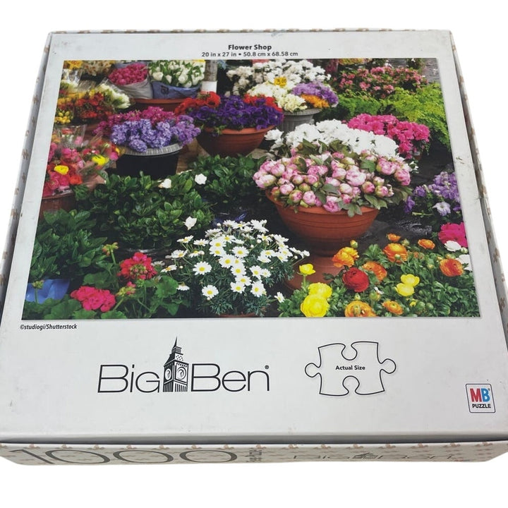 MB Big Ben 1000 Piece Flower Shop 20" by 27" Colorful Cardboard Jigsaw Puzzle
