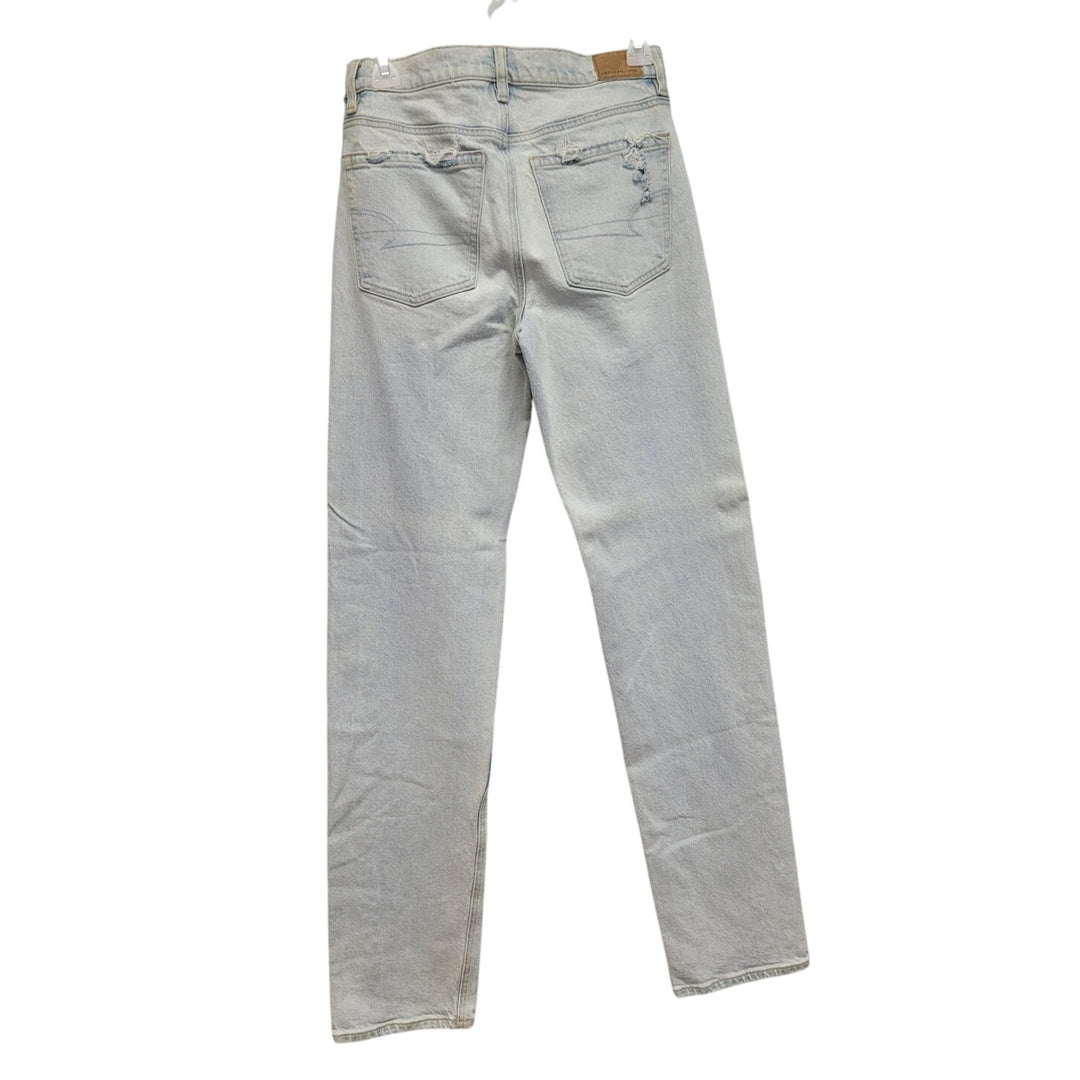 New American Eagle Size 2 Extra Long High Rise Straight Bleached Denim Jeans