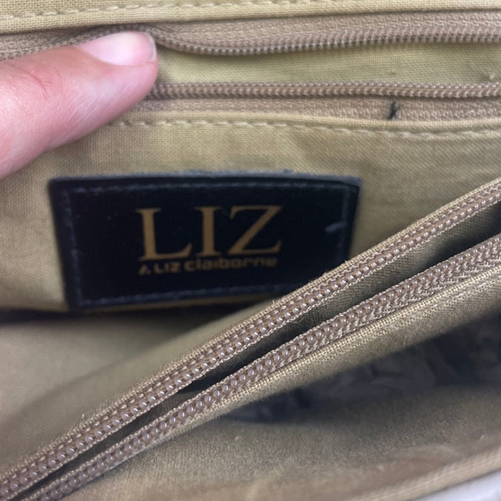 Liz Claiborne Faux Leather Detachable Shoulder Strap Multi Pocket Handbag Purse