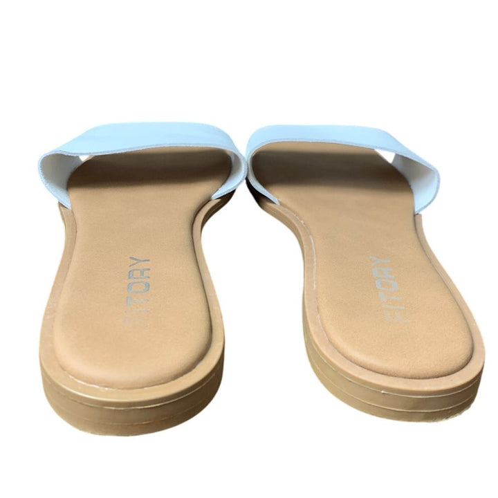 Fitory Womens Size 9 White Open Square Toe Flat Slide On Sandal Beach Shoes