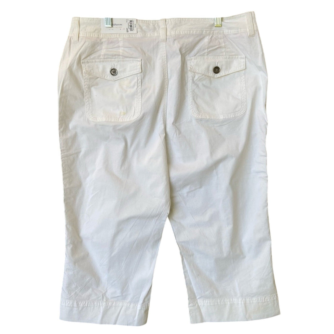 NWT New Croft &amp; Barrow Womens Size 16 White Cotton Blend Natural Fit Capri Pants