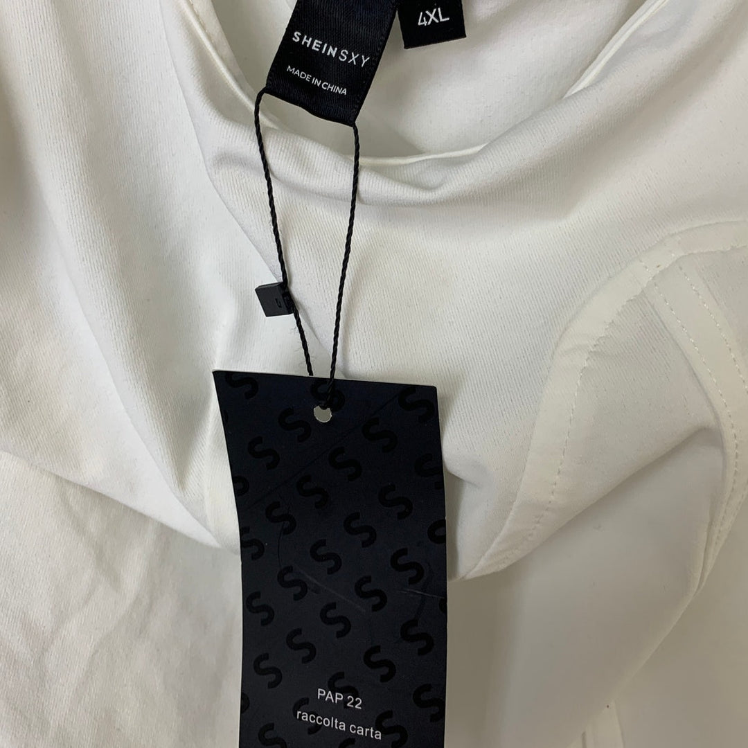 NWT New Shein SXY Womens 4XL White Sleeveless Thin Strap Snap Crotch Bodysuit