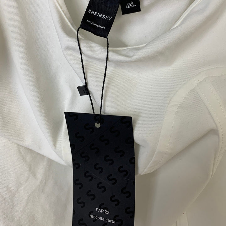 NWT New Shein SXY Womens 4XL White Sleeveless Thin Strap Snap Crotch Bodysuit