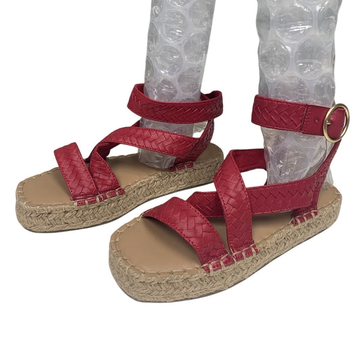 New American Eagle Womens US Size 8 Espadrille Ankle Wrap Faux Leather Sandals