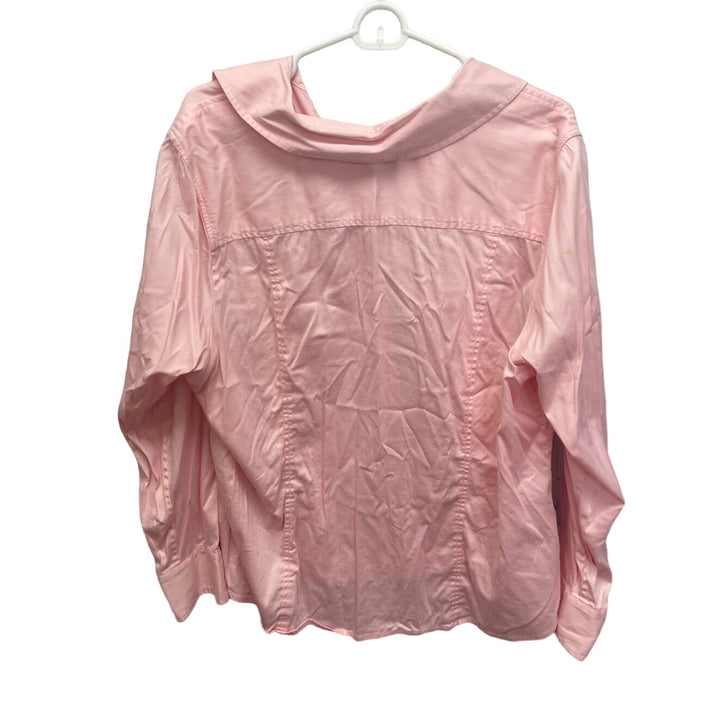 Context Woman Plus Size 20W Long Sleeve Button Down Stretch Cotton Top