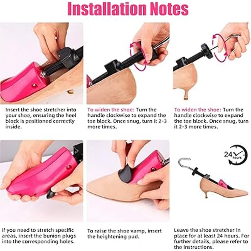 New Cherainti Adjustable Pink Wide Long Feet Shoe Tree Stretcher Kit w Bag
