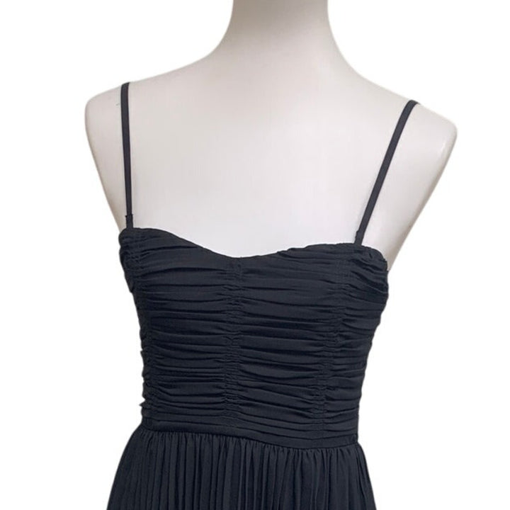 New American Eagle Womens Size Medium Black Strappy Tiered Pleated Maxi Dress