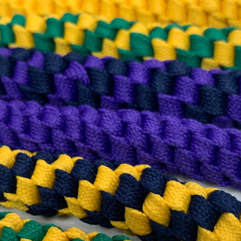 20 New Handmade Boondoggle Woven Stretchy Navy Blue Green Shoelace Keychains