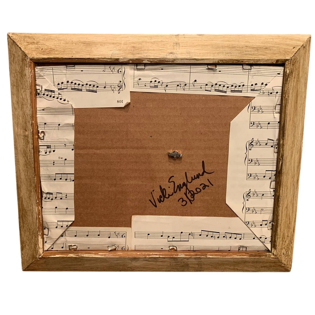 Vintage Handmade Sheet Music Ribbon Mixed Media Loved Upcycled Collage Wall Art