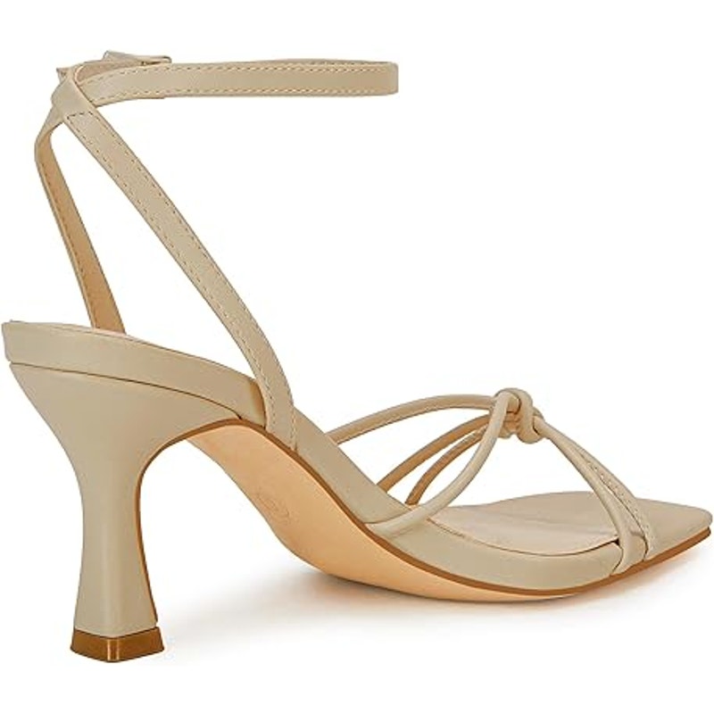 Lacigo Womens Size 7.5 Tan 3.5" Heel Ankle Strap Slingback Strappy Sandal Shoes