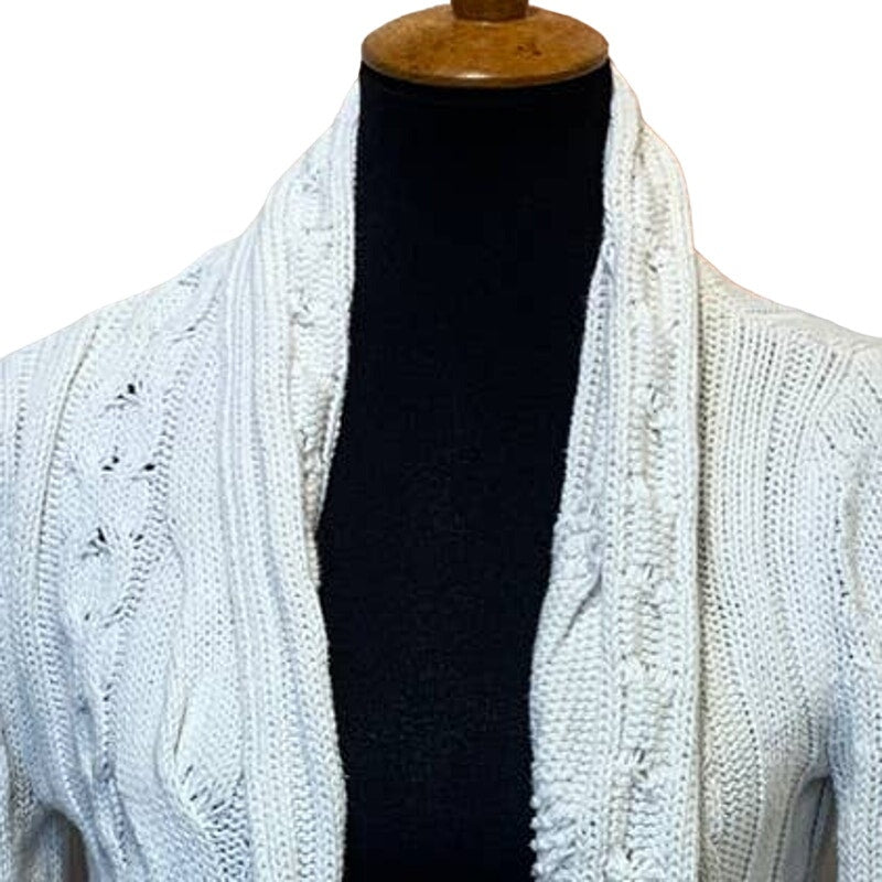Axcess Liz Claiborne Medium Cotton Blend Cabled Long Open Cardigan Sweater