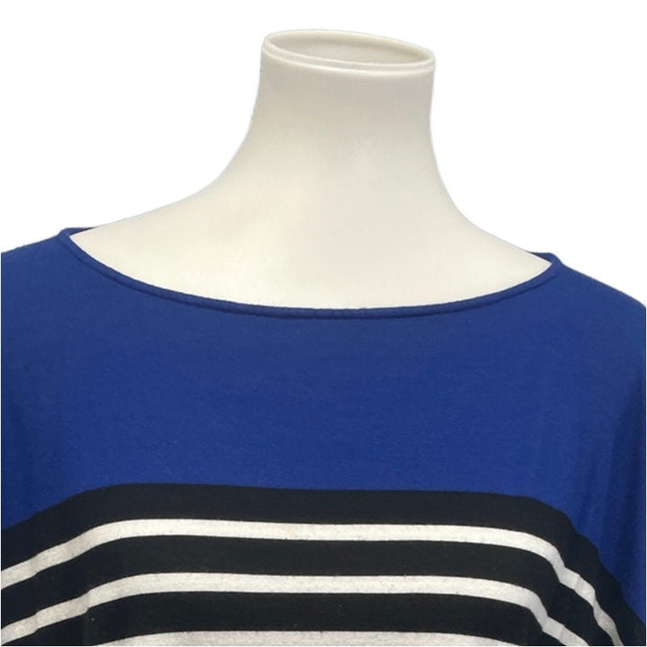 Talbots Womens Small Batwing Striped PolyBlend Flowy Short Sleeve Blouse Top