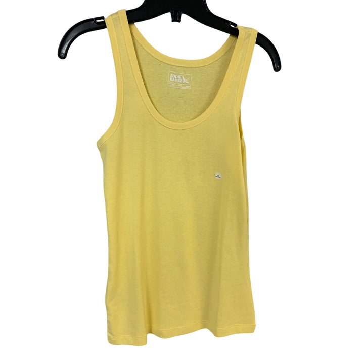2 New Eddie Bauer Womens Small Blue Yellow Gatecheck Pocket Heathered Tank Tops