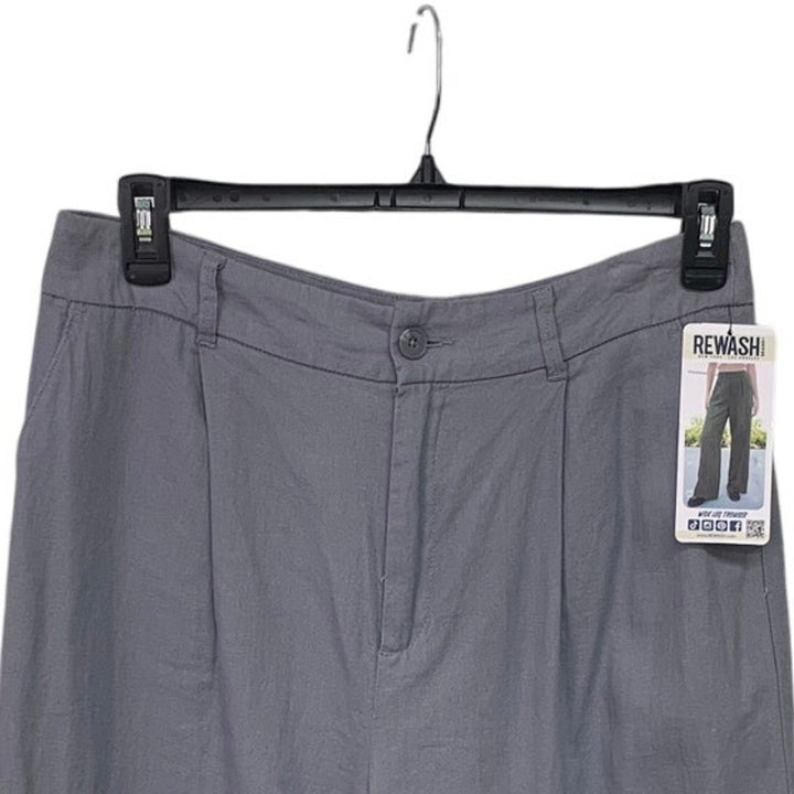 NWT New Rewash Juniors Size 11 Gray Linen Blend Wide Leg Trouser Pants