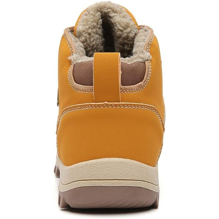 Tsiodfo Mens Size 12 Tan Yellow Lace Up High Top Winter Warm Hiking Boots Shoes