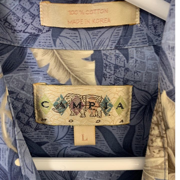 Lot of 2 Kennington Campia Mens Large Orange Floral Pineapple Button Up Shirts