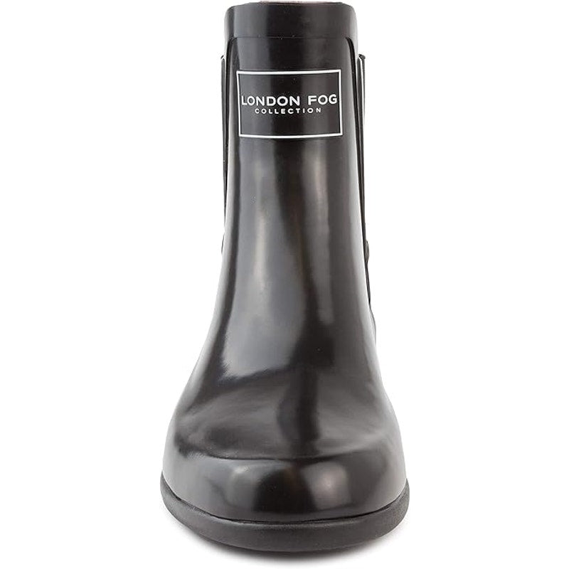 New London Fog Womens Size 8 Shiny Black Pull On Piccadilly Rain Boots Shoes