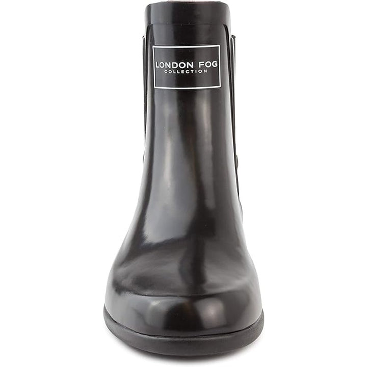 New London Fog Womens Size 8 Shiny Black Pull On Piccadilly Rain Boots Shoes
