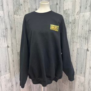 Hand Printed Upcycled Mens 3XL Wild Lion Cotton Blend Long Sleeve Sweatshirt