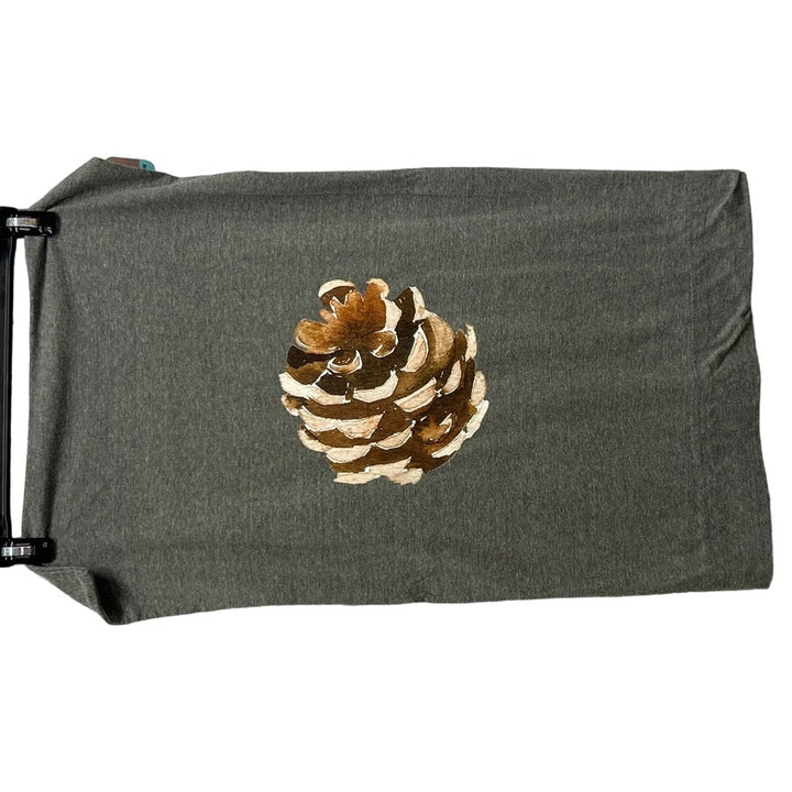 Hand Printed Upcycled Woody Pine Cone PolyCotton King Size Single Pillow Case