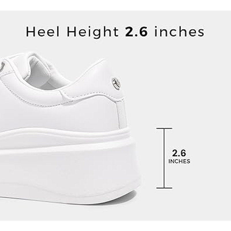 New Lucky Step Womens Size 6.5 White Faux Leather Lace Up Platform Sneaker Shoes