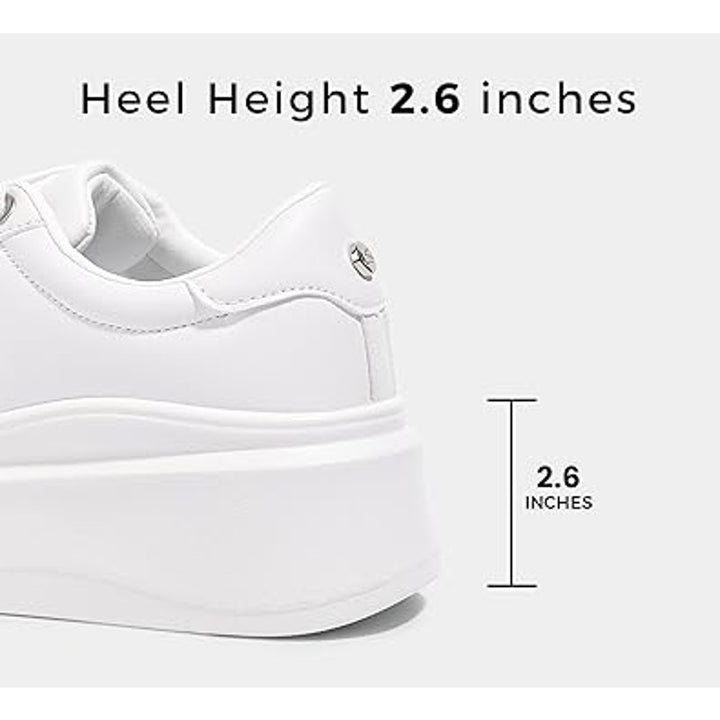 New Lucky Step Womens Size 6.5 White Faux Leather Lace Up Platform Sneaker Shoes