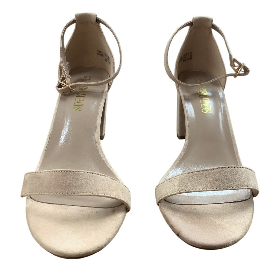 Dream Pairs Womens 8.5 Tan Faux Suede 3" Block Heel Open Toe Ankle Strap Shoes