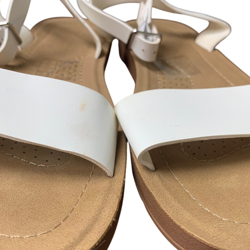 Dream Pairs Womens Size 8.5 White Faux Leather One Band Ankle Strap Sandal Shoes