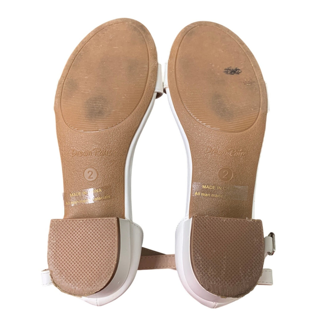 Dream Pairs Little Girls Size 2 White Low Heel Open Toe Ankle Hook Loop Shoes