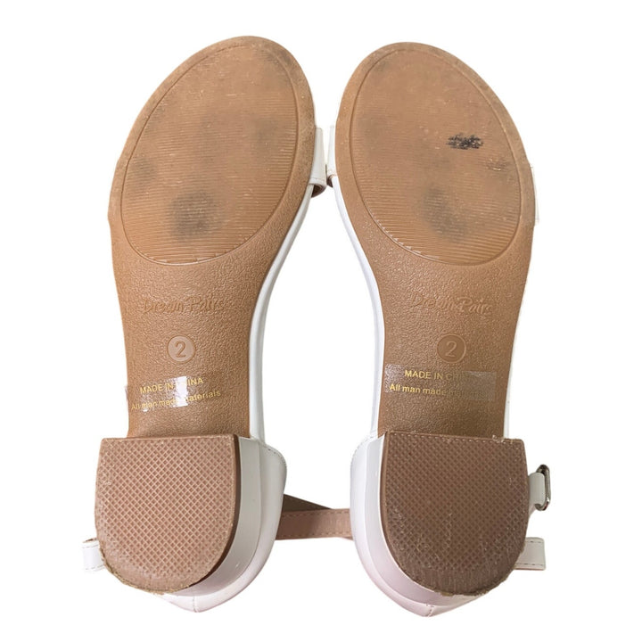 Dream Pairs Little Girls Size 2 White Low Heel Open Toe Ankle Hook Loop Shoes