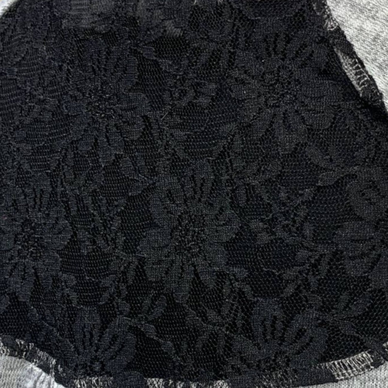 New Style &amp; Co Womens Medium Plaid Floral Black Lace Back Polyblend Blouse Top