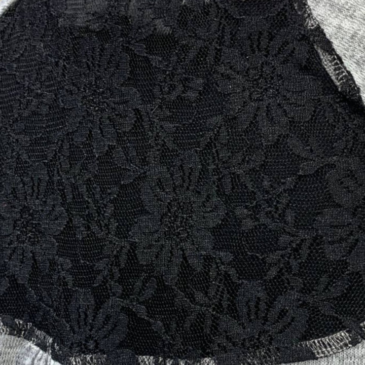 New Style &amp; Co Womens Medium Plaid Floral Black Lace Back Polyblend Blouse Top