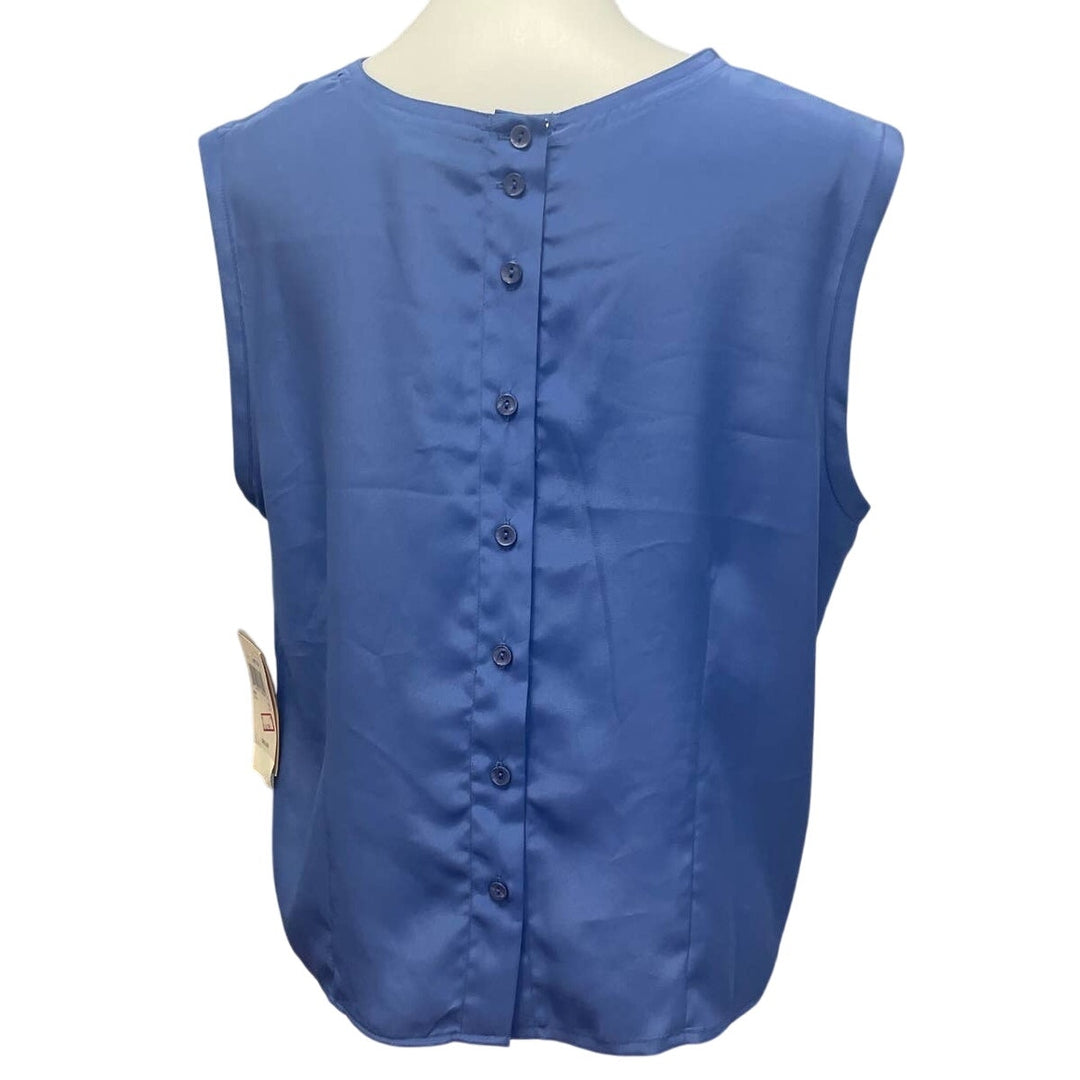 New Notations Womens XL Sleeveless Back Buttons Flowy Polyester Tank Top