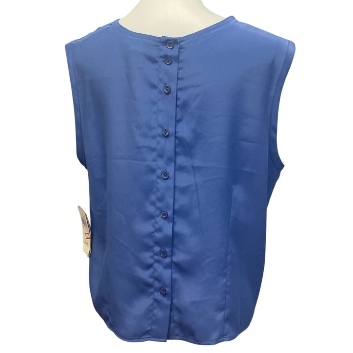 New Notations Womens XL Sleeveless Back Buttons Flowy Polyester Tank Top