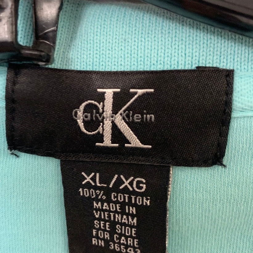 Lot of 2 Calvin Klein Mens XL Gray Blue Diamond Solid Short Sleeve Polo Shirts