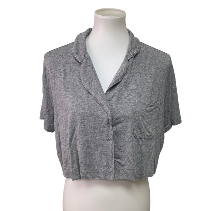 2 New American Eagle Aerie Womens Large Short Sleeve Button Up Sleepwear Tops