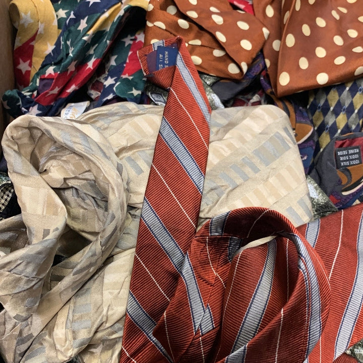 One Pound Vintage and Modern Silk Polyester Mens Neckties Tie Craft Supply Lot