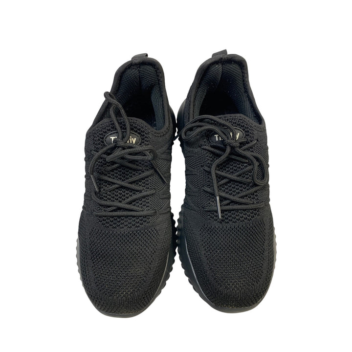 Tinefiy Womens Size 6.5 Black Sneakers Lace Up Low Top Round Steel Toe Shoes