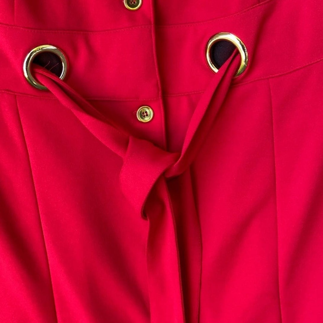 Shelby &amp; Palmer Womens Size 12 Red PolySpandex Gold Button Up Waist Tie Dress