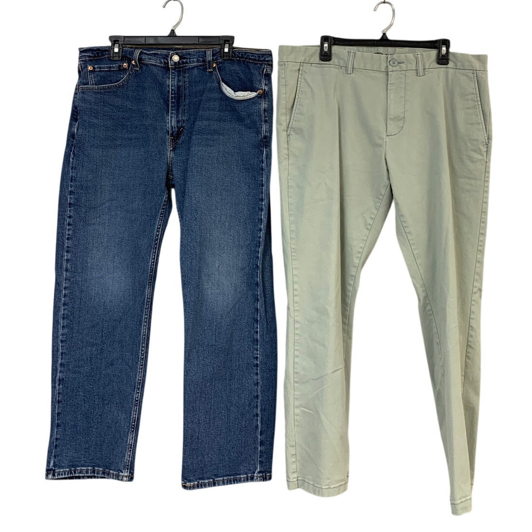 Lot of 2 Waterless Old Navy Mens 380X030 Green Ultimate Slim Pants Blue Jeans