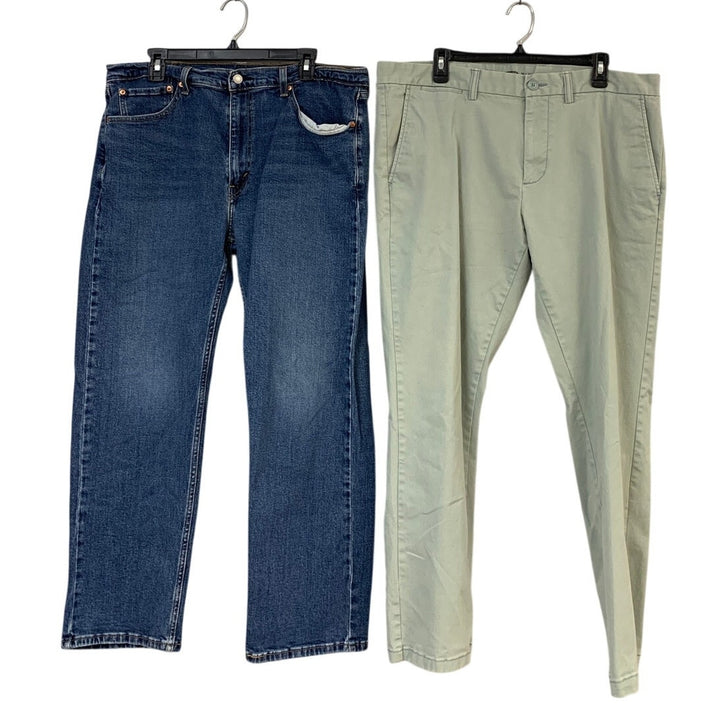 Lot of 2 Waterless Old Navy Mens 380X030 Green Ultimate Slim Pants Blue Jeans