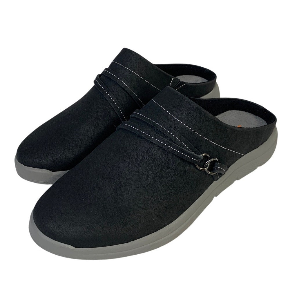 JSport Womens Size 9 Black Faux Leather Gina Slip On Memory Foam Sneaker Shoes